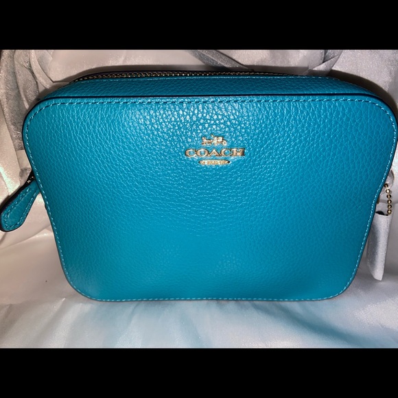 ❌SOLD❌ Coach 87734 Mini Camera Bag Pebble Leather Crossbody Teal - Picture 3 of 11